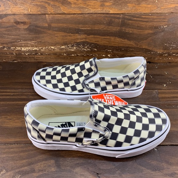 Vans | Shoes | Vans Classic Slip On Blurred Checkerboard Shoes | Poshmark